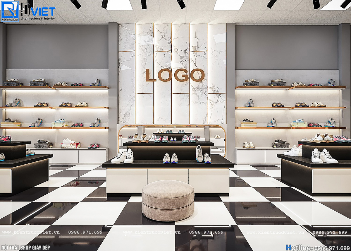thiết kế thi công nội thất shop (cửa hàng) giày dép 80m2 tại huyện Cẩm Giàng - Hải Dương (1)