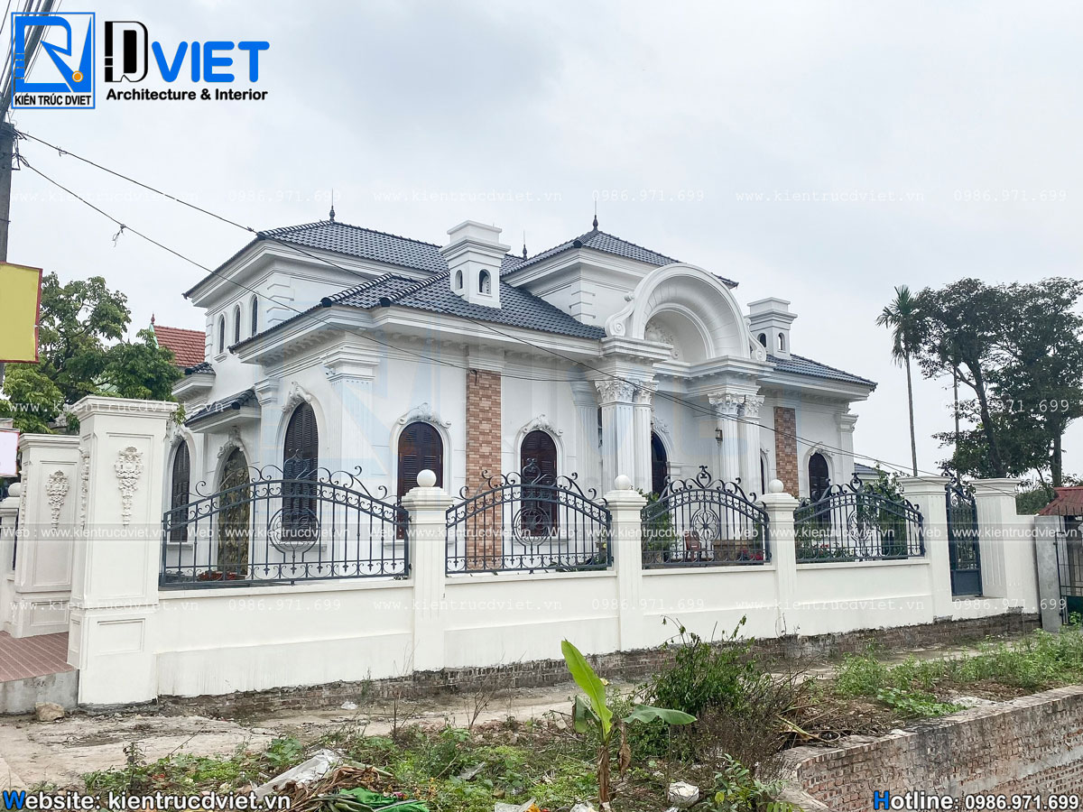 mẫu thiết kế biệt thự tân cổ điển 1 tầng mái nhật diện tích 12,8m đẹp hoàn hảo nhất tại khoái Châu – Hưng Yên (10)