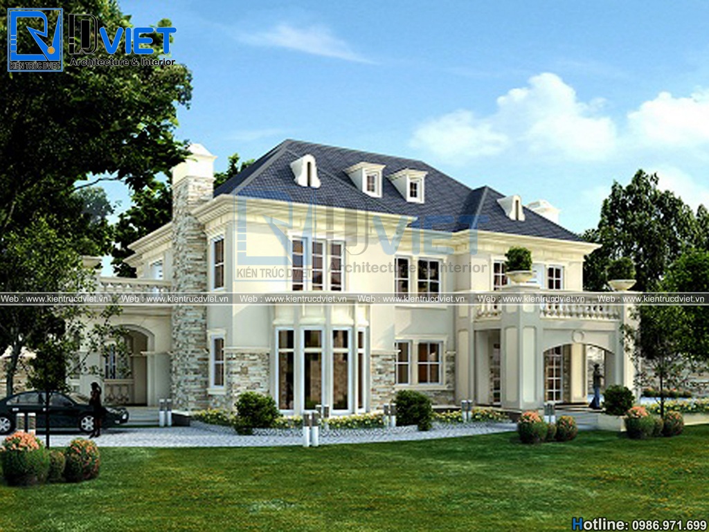 thiet ke biet thu vuon tan co dien 2 tang dep (2)