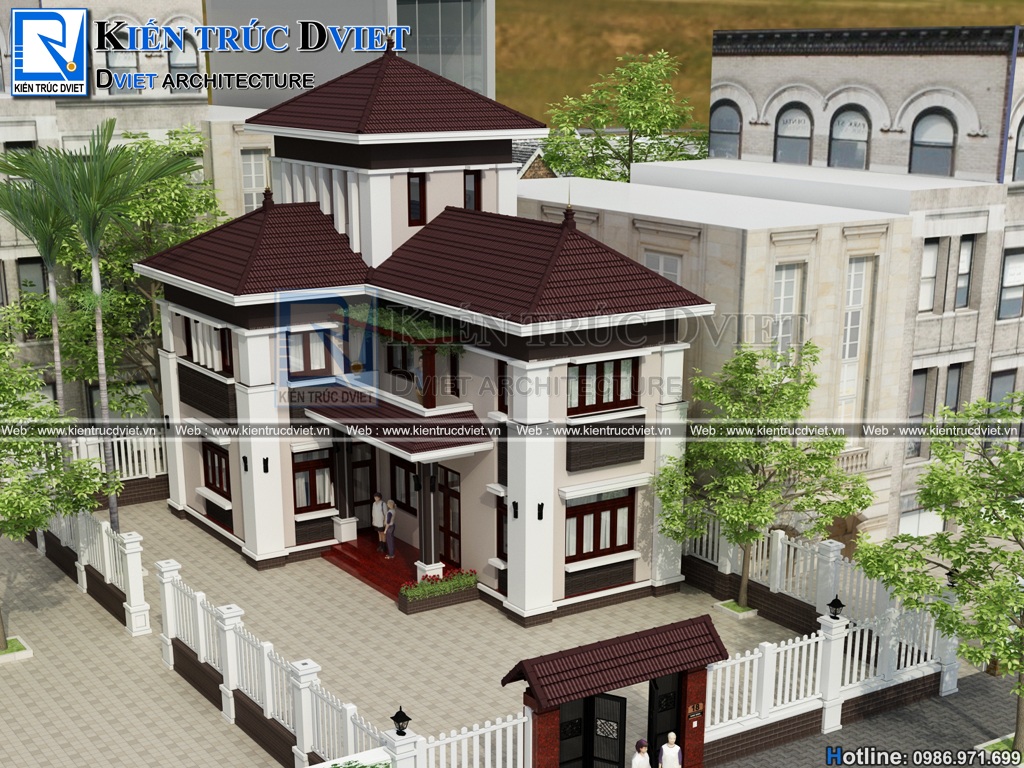 Thiet ke biet thu chu L 2 tang 1 tum 90m2 tai Hai Duong (3)