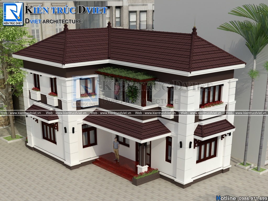 Thiet ke biet thu hien dai chu L 2 tang 90m2 tai Hai Duong (2)