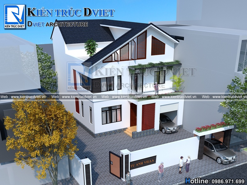 thiet ke biet thu hien dai 2 tang 120m2 tai Ninh Binh (4)