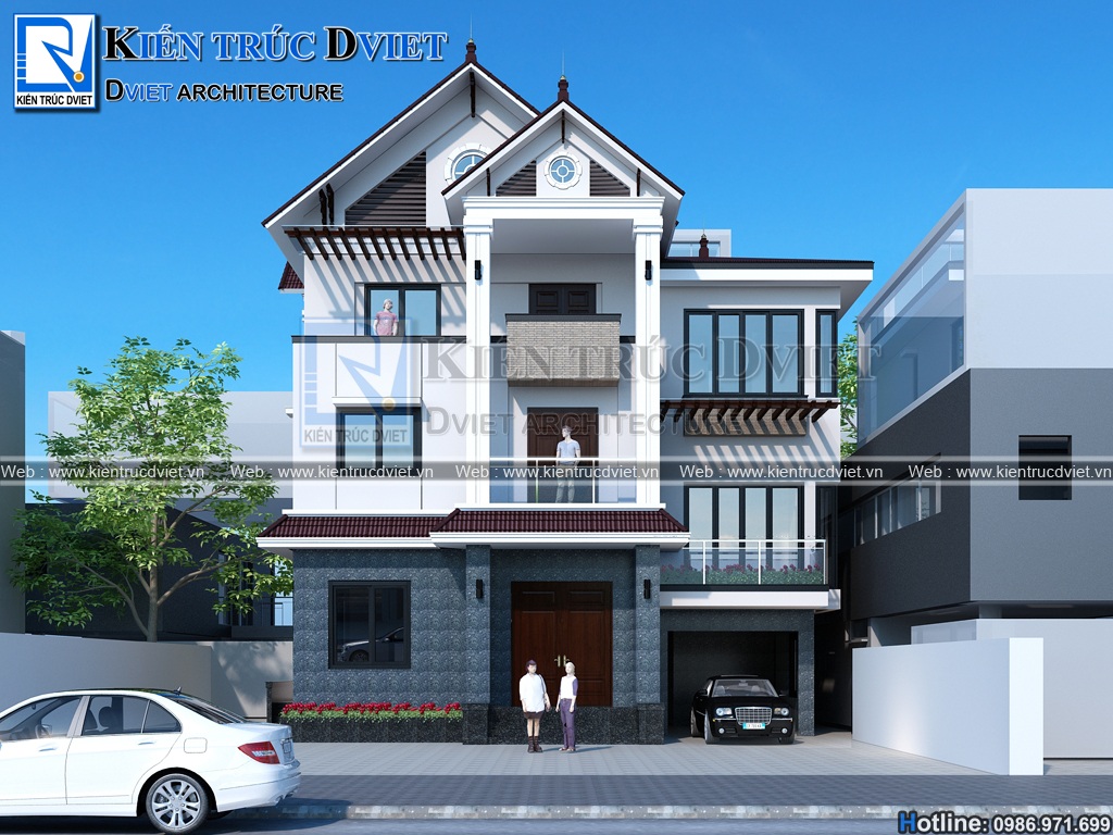 thiet ke biet thu hien dai 3 tang 140m2 tai Quang Binh (2)