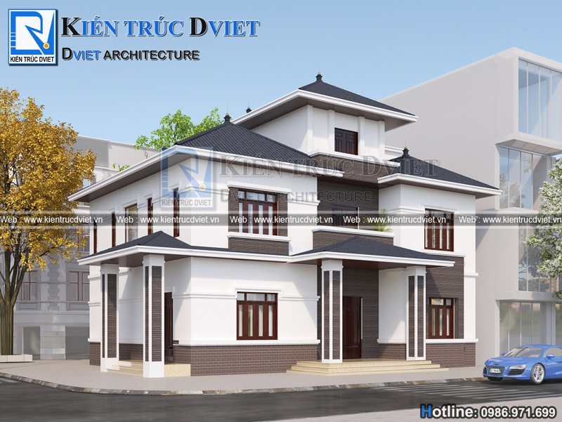 Thiết kế biệt thự hiện đại 2 tầng 1 tum 12x14m tại Ninh Bình