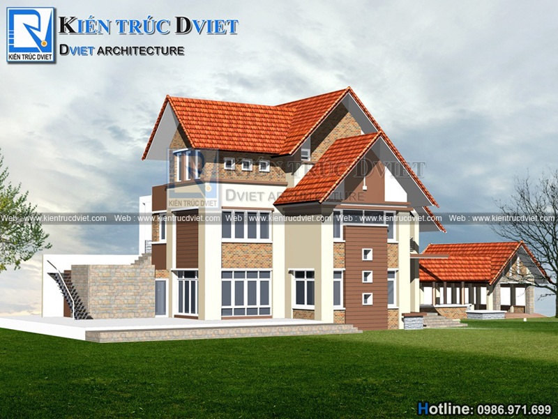 Thiet ke biet thu vuon 2 tang 1 tum 210m2 hien dai voi mai thai tai Phu Ly - Ha Nam (2)