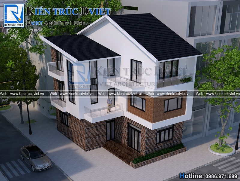 thiet ke biet thu chu L hien dai 3 tang 90m2 tai Hai Duong (4)