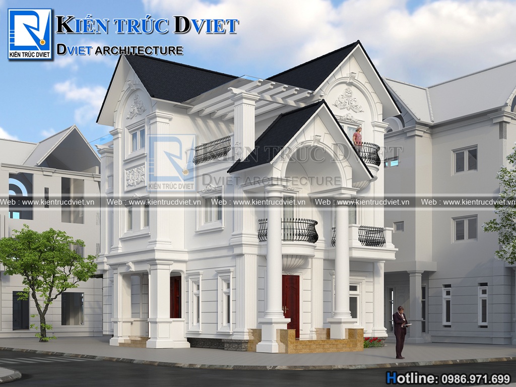 Thiet ke biet thu tan co dien Phap 3 tang 8x12m tai Hung Yen (2)