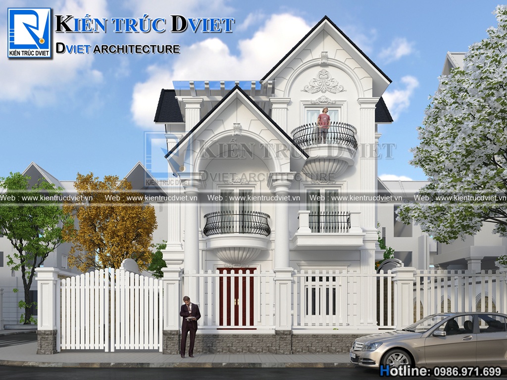 Thiet ke biet thu tan co dien Phap 3 tang 8x12m tai Hung Yen (4)