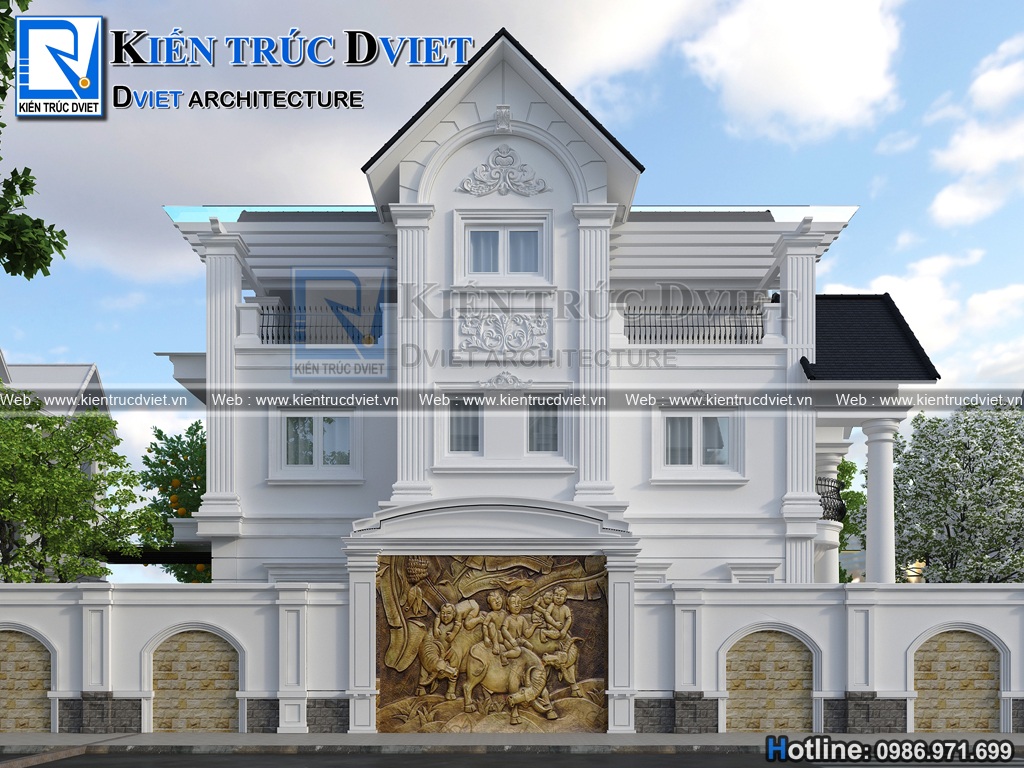 Thiet ke biet thu tan co dien Phap 3 tang 8x12m tai Hung Yen (5)