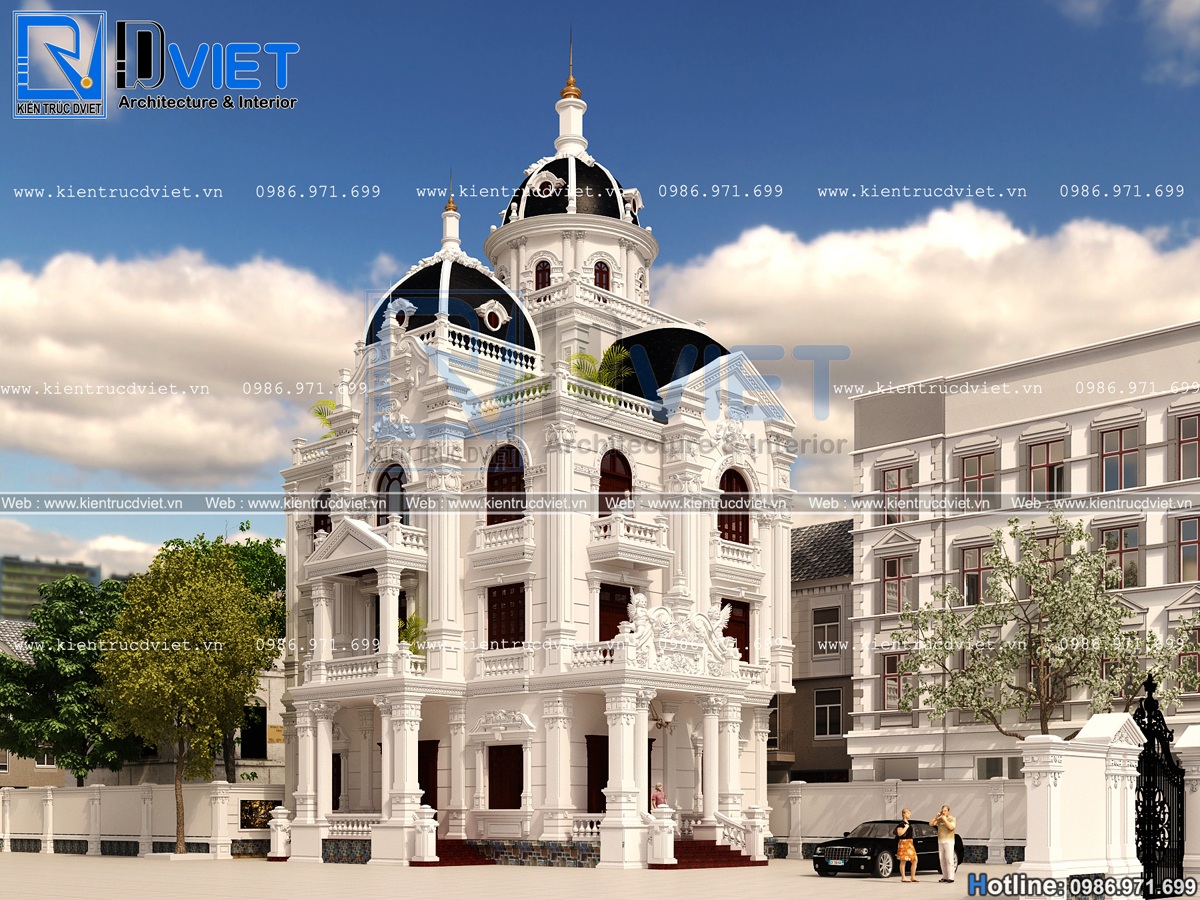 thiet ke biet thu lau dai kieu Phap 3 tang 1 tum 10x15m tai Dong Anh (2)