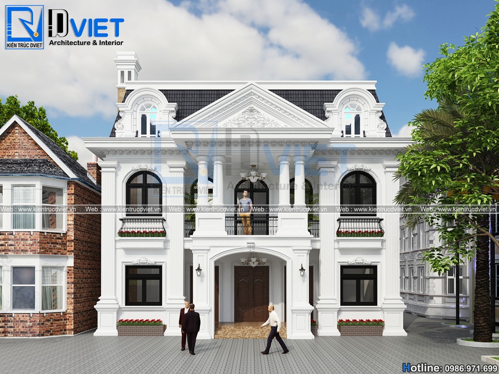 thiet ke biet thu tan co dien Phap 2 tang 1 tum 8x15m tai Ha Noi (2)