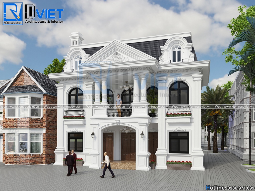 thiet ke biet thu tan co dien Phap 2 tang 1 tum 8x15m tai Ha Noi (3)