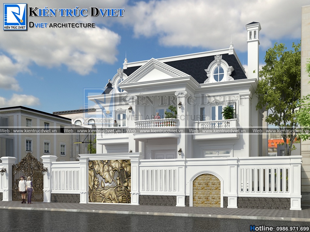 thiet ke biet thu tan co dien Phap 2 tang 125m2 (3)