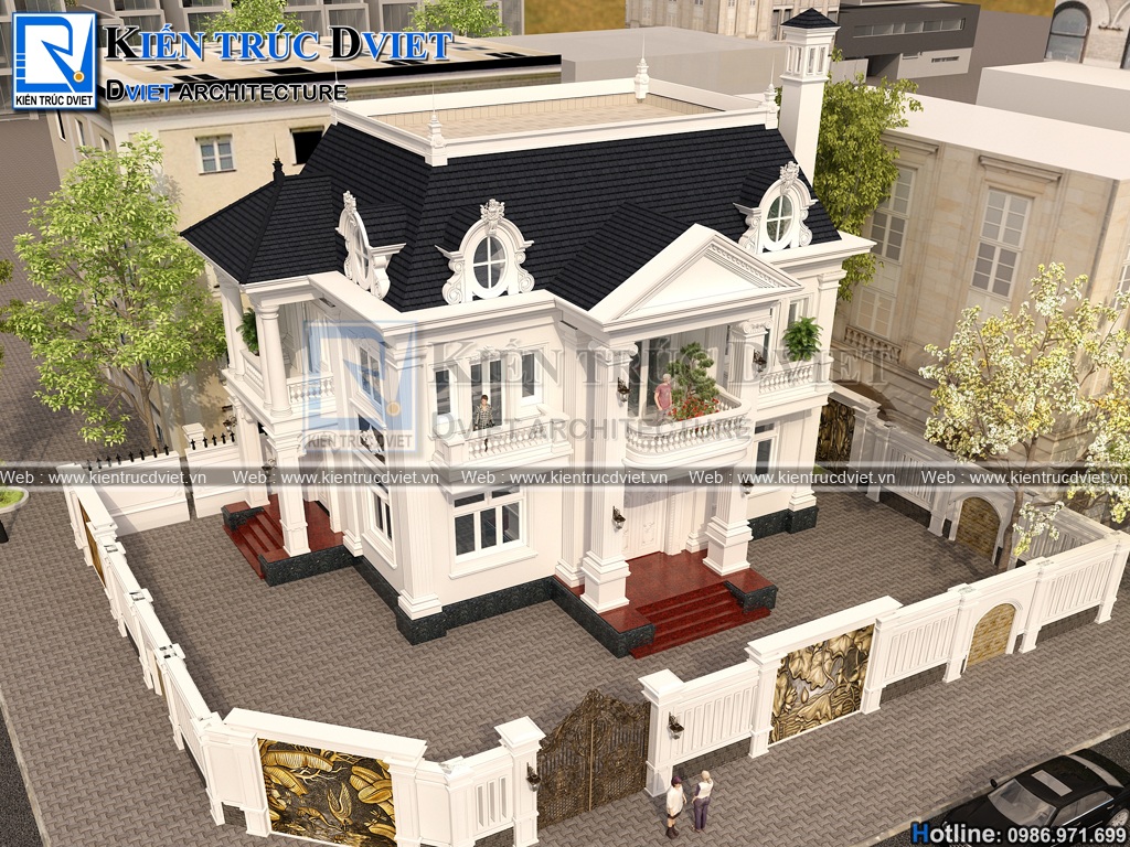 thiet ke biet thu tan co dien Phap 2 tang 125m2 (6)