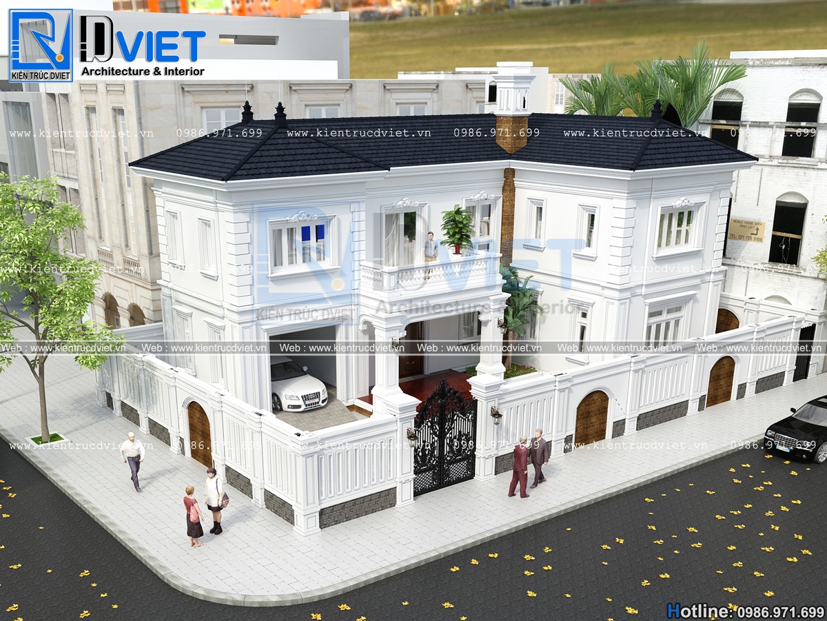 thiet ke biet thu tan co dien Phap 2 tang 15x10m tai Ninh Binh (4)