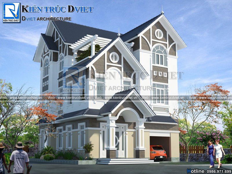 thiet ke biet thu tan co dien Phap 3 tang 120m2 (7)