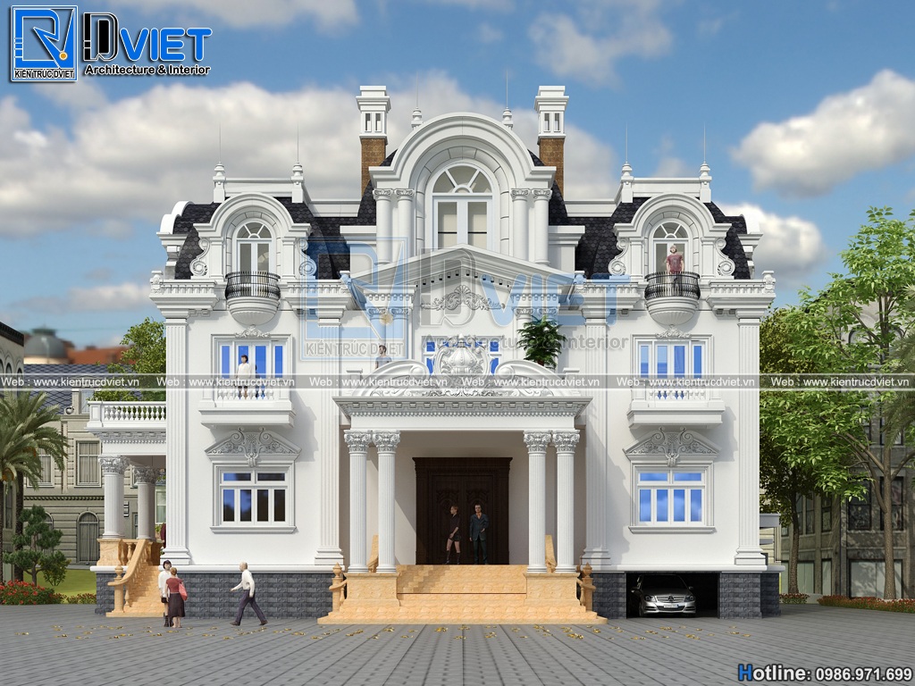 thiet ke biet thu tan co dien kieu Phap 3 tang 15x15m tai Hai Phong (2)