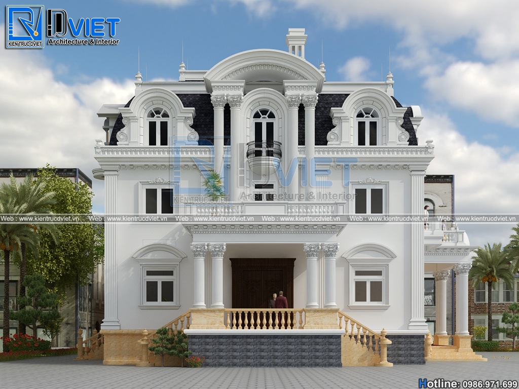 thiet ke biet thu tan co dien kieu Phap 3 tang 15x15m tai Hai Phong (3)