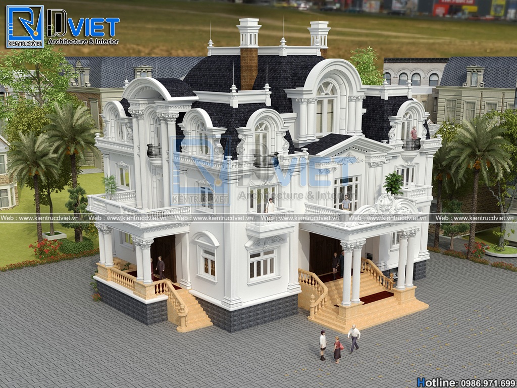 thiet ke biet thu tan co dien kieu Phap 3 tang 15x15m tai Hai Phong (4)