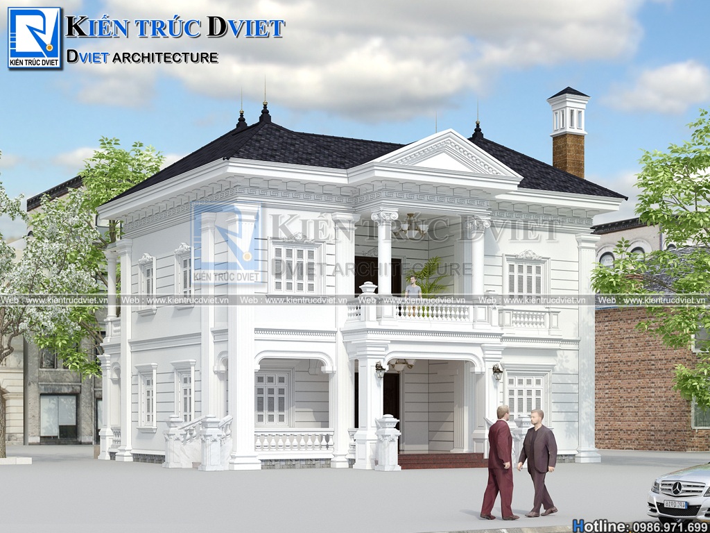 thiet ke biet thu tan co dien kieu phap 2 tang 15x12m tai Quang Ninh (2)