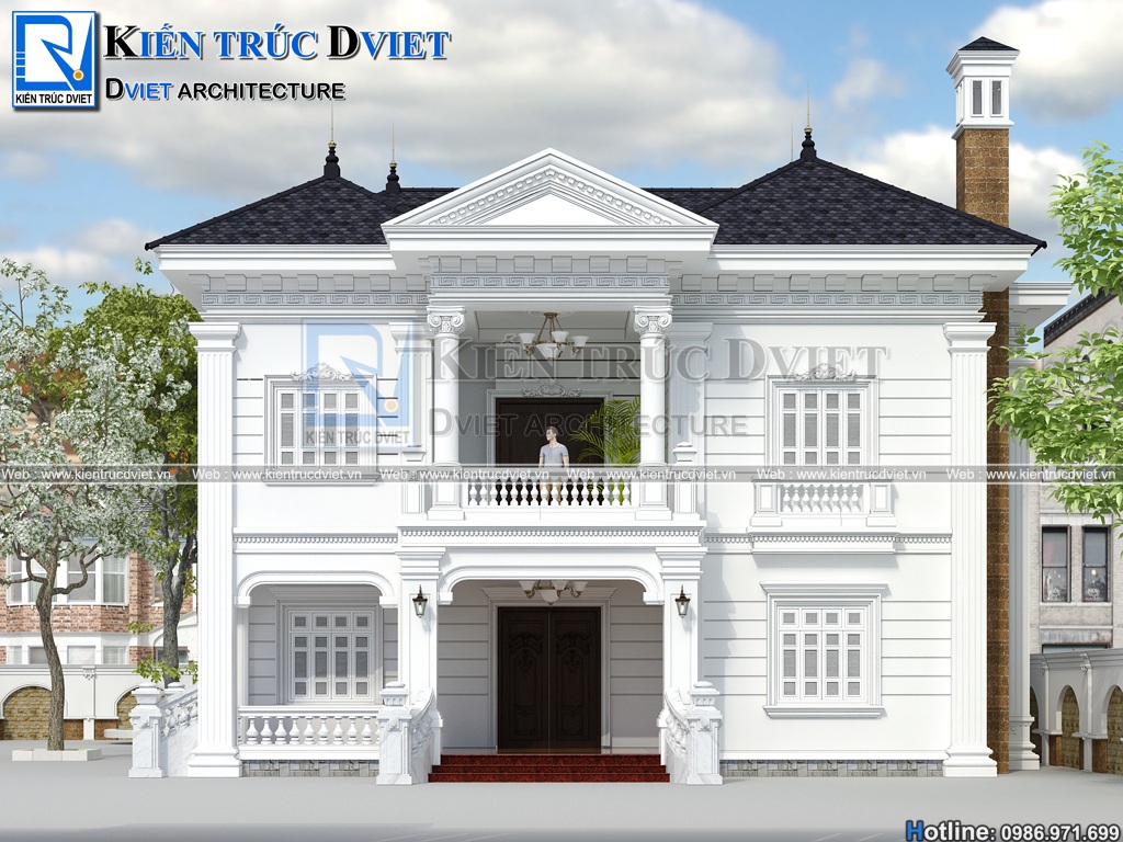 thiet ke biet thu tan co dien kieu phap 2 tang 15x12m tai Quang Ninh (3)