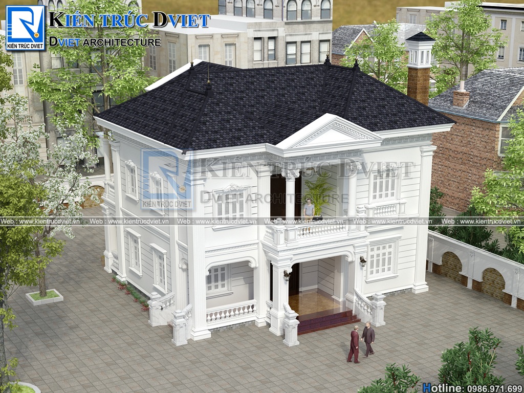 thiet ke biet thu tan co dien kieu phap 2 tang 15x12m tai Quang Ninh (4)