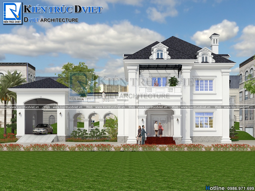 thiet ke biet thu vuon tan co dien 2 tang 180m2 tai Vinh Phuc (2)