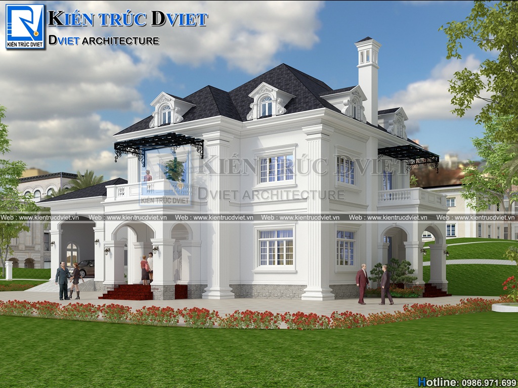 thiet ke biet thu vuon tan co dien 2 tang 180m2 tai Vinh Phuc (3)