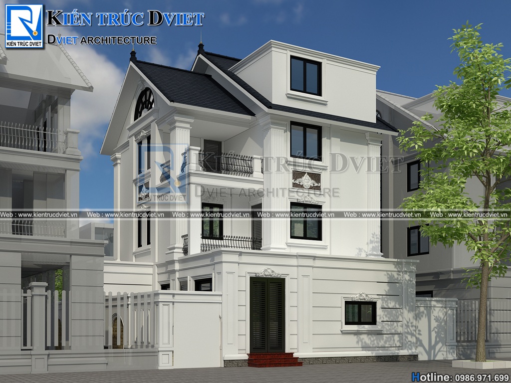 thiet ke cai tạo biet thu tan co dien Phap 3 tang 100m2 tai ha noi (4)