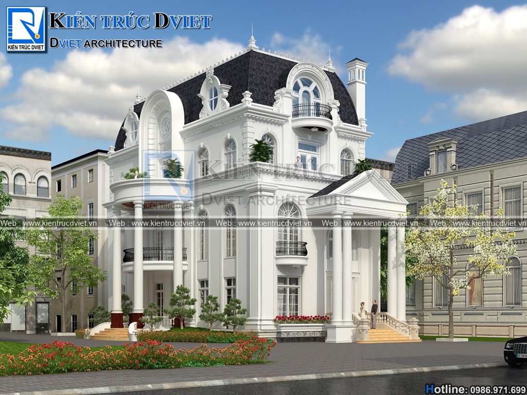 thiet ke dinh thu Phap 3 tang 1 tum 150m2 tai Phu Tho (2)