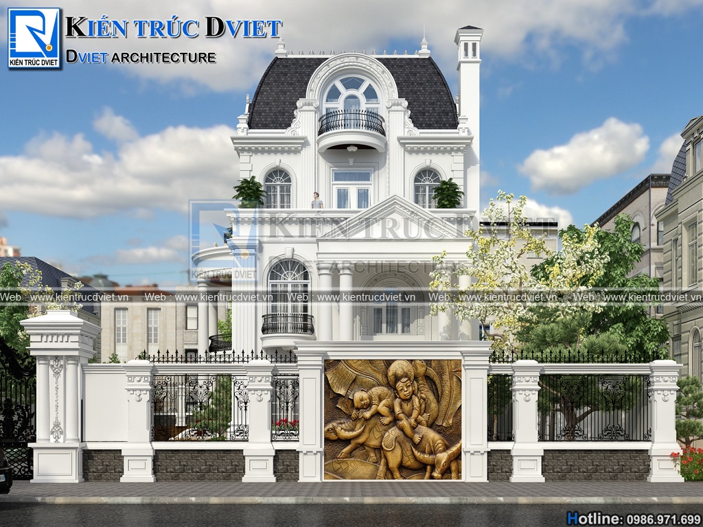 thiet ke dinh thu Phap 3 tang 1 tum 150m2 tai Phu Tho (3)