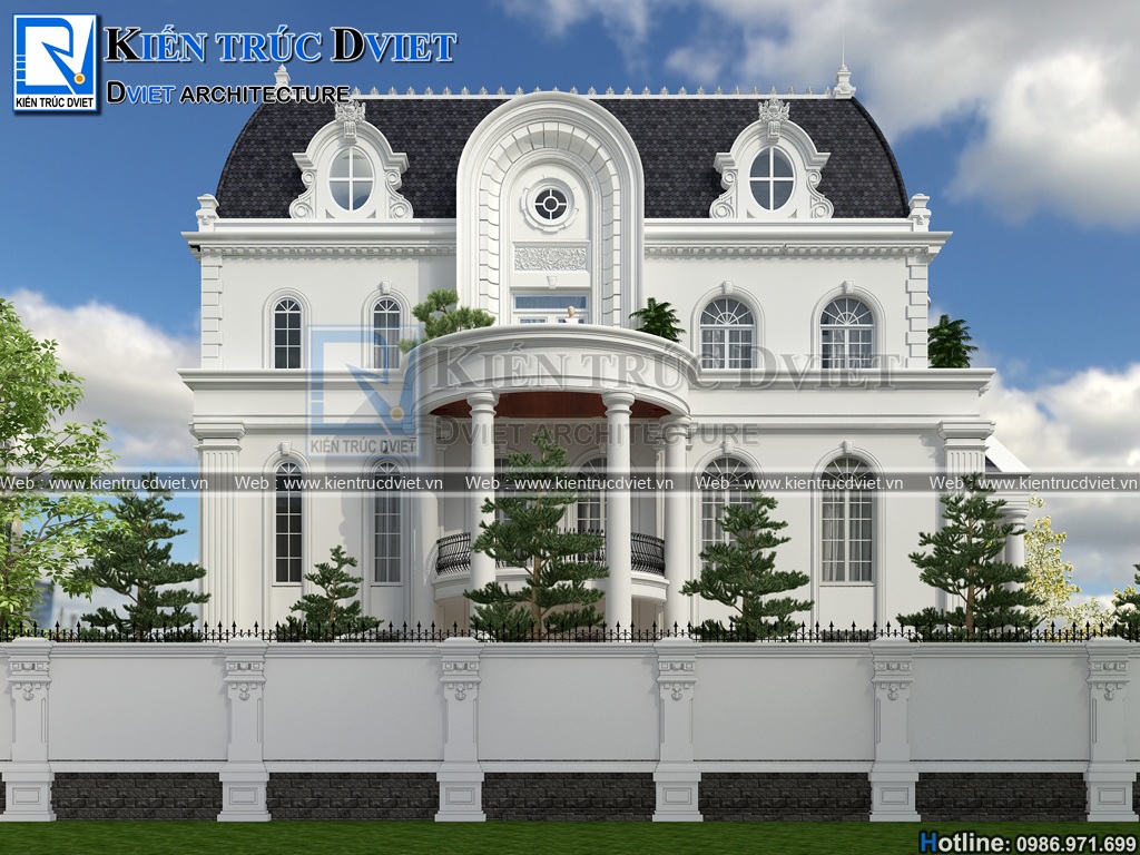 thiet ke dinh thu Phap 3 tang 1 tum 150m2 tai Phu Tho (5)