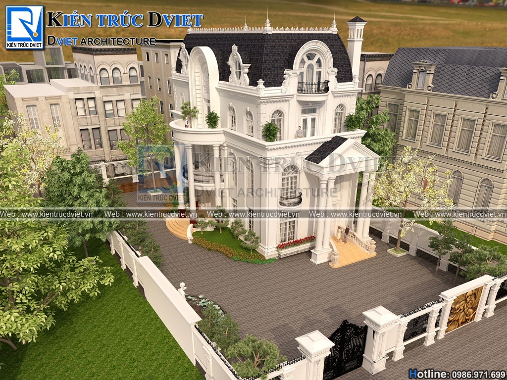 thiet ke dinh thu Phap 3 tang 1 tum 150m2 tai Phu Tho (6)