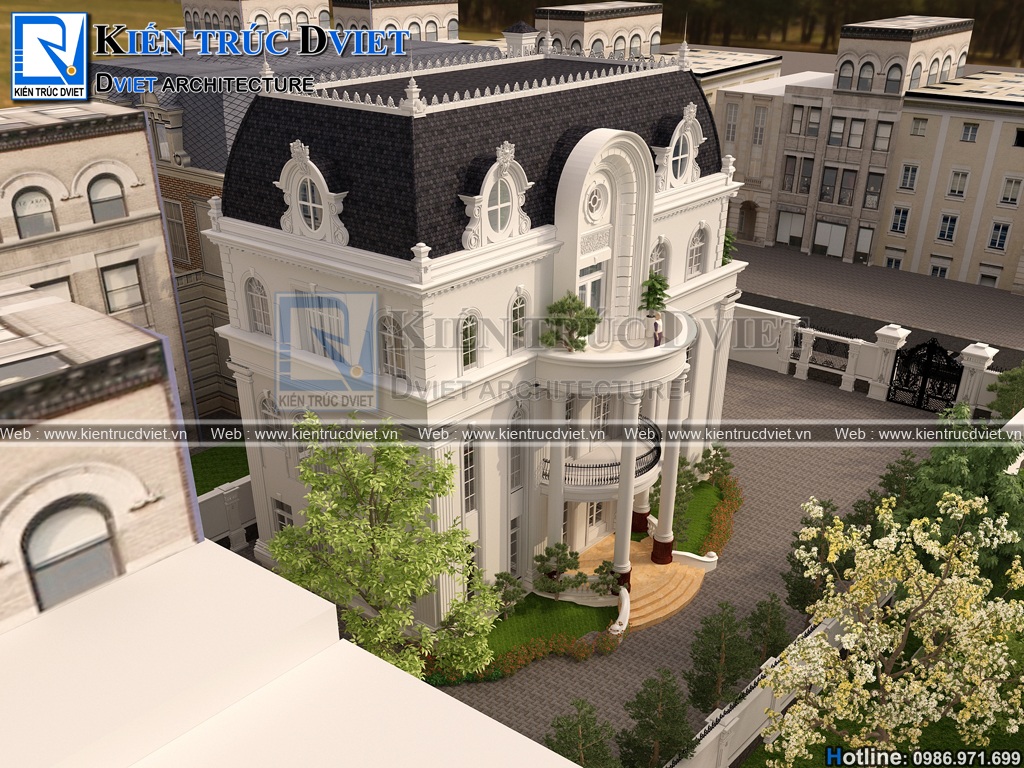 thiet ke dinh thu Phap 3 tang 1 tum 150m2 tai Phu Tho (7)