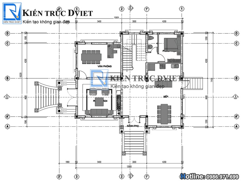mat bang tang 1 biet thu Phap co dien 3 tang 
