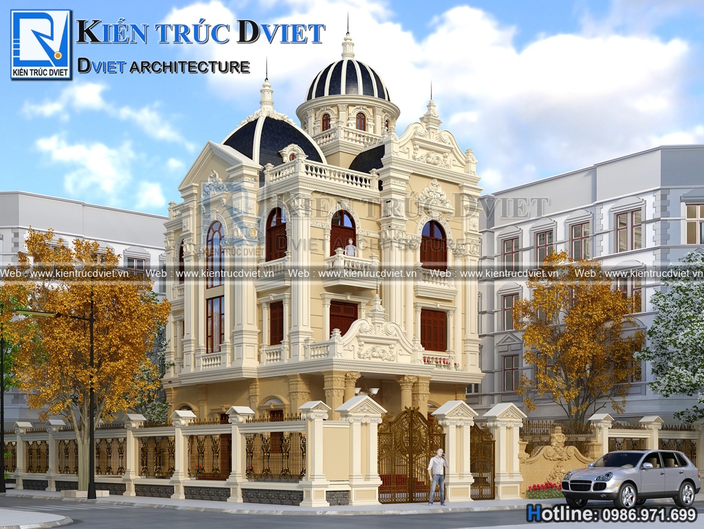 Thiết kế biệt thự lâu đài Pháp 3 tầng 1 tum 12x15m Tại Hà Nam