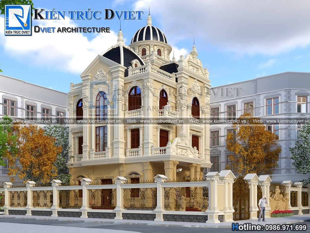 Thiet ke biet thu lau dai Phap 3 tang 1 tum 12x15m tại Ha Nam (2)