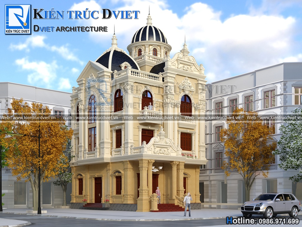 Thiet ke biet thu lau dai Phap 3 tang 1 tum 12x15m tại Ha Nam (3)