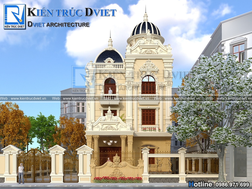 Thiet ke biet thu lau dai Phap 3 tang 1 tum 12x15m tại Ha Nam (4)