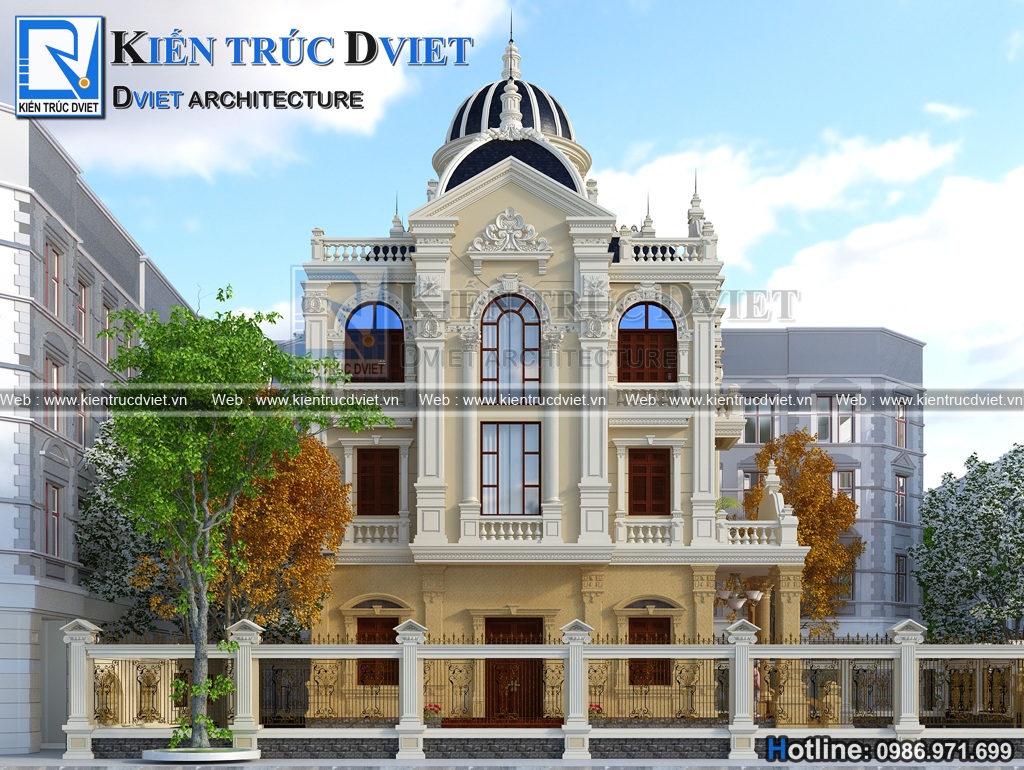 Thiet ke biet thu lau dai Phap 3 tang 1 tum 12x15m tại Ha Nam (5)