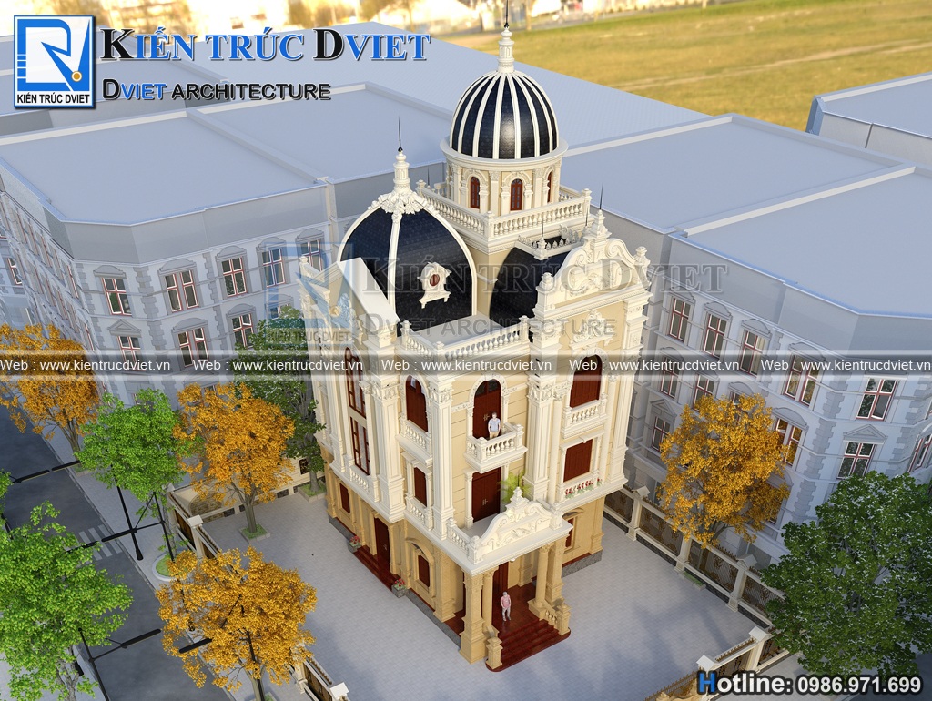 Thiet ke biet thu lau dai Phap 3 tang 1 tum 12x15m tại Ha Nam (6)