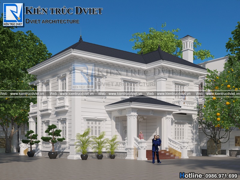 Thiet ke biet thu phap 2 tang 15x10m tai Son Tay (12)