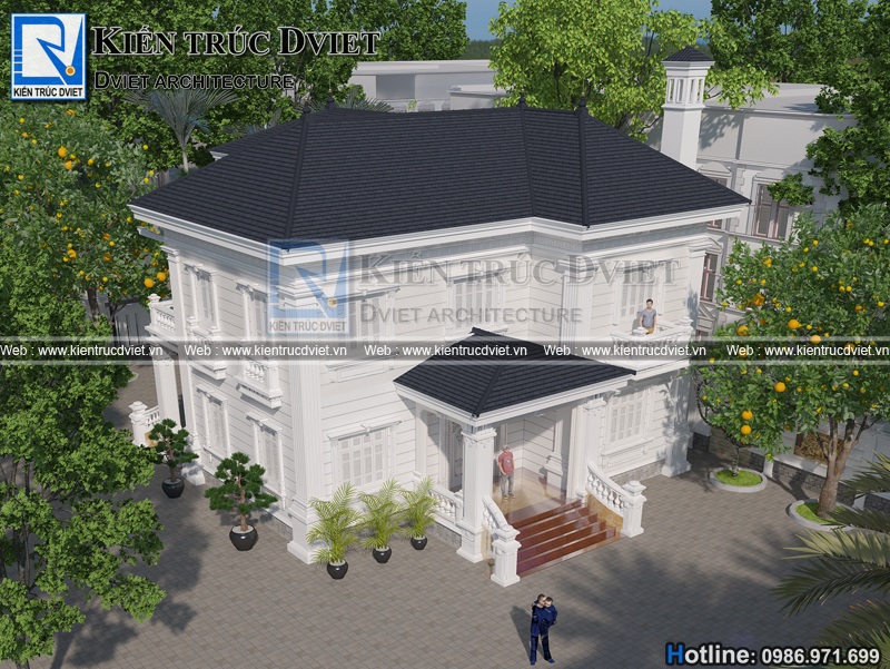 Thiet ke biet thu phap 2 tang 15x10m tai Son Tay (4)