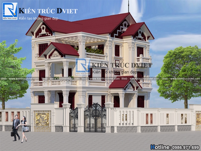 mau thiet ke biet thu Phap 3 tang tai Tien Hai - Thai Binh (2)