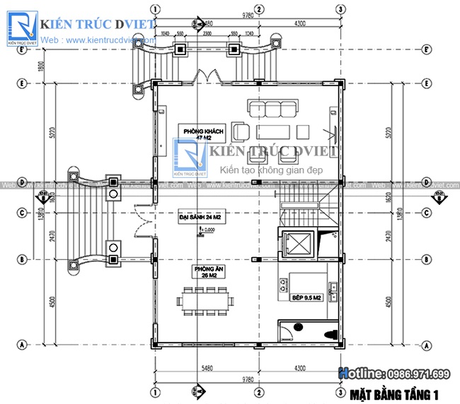 mat bang tang 1 thiet ke biet thu Phap 4 tang tai Ba Vi - Ha Noi