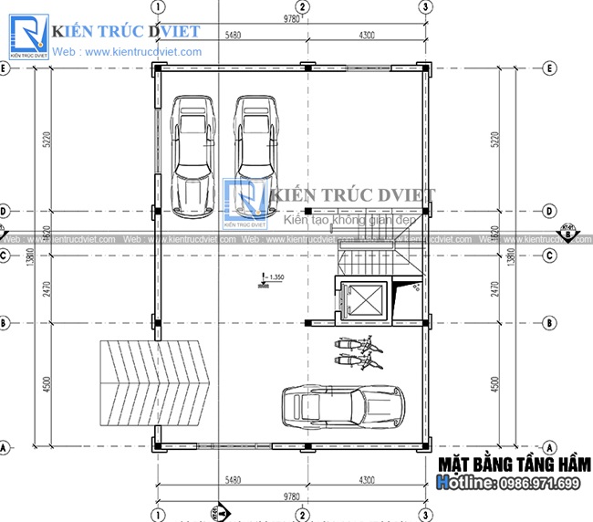 mat bang tang ham thiet ke biet thu Phap 4 tang tai Ba Vi - Ha Noi