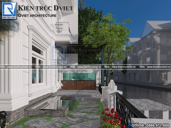 thiet ke cai tạo biet thu tan co dien Phap 3 tang tai Vinhomes Riverside (9)