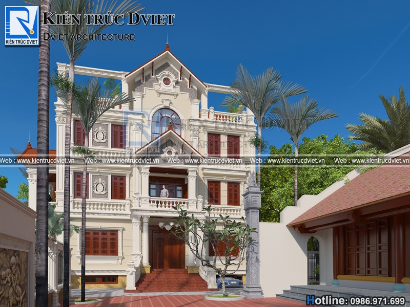 thiet ke biet thu Phap 4 tang 9,8x13,8m tai ba Vi - Ha Noi (5)