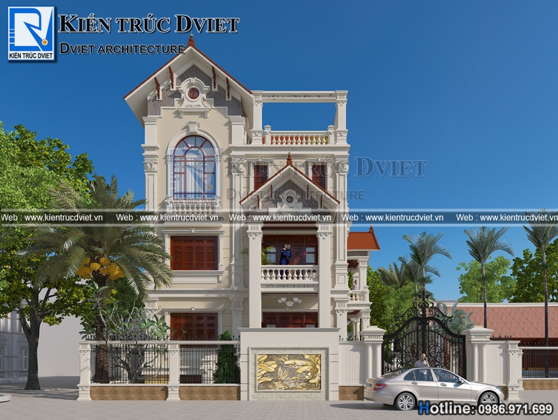 thiet ke biet thu Phap 4 tang 9,8x13,8m tai ba Vi - Ha Noi (4)