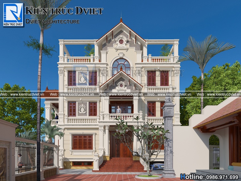 thiet ke biet thu Phap 4 tang 9,8x13,8m tai ba Vi - Ha Noi (3)